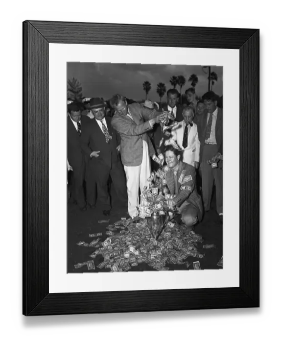 Framed Print : Clayton Heafner Showers Byron Nelson with Money Framed Print : Clayton Heafner Showers Byron Nelson with Money