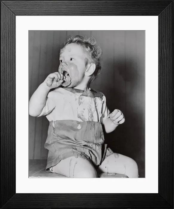Framed Print : Child Making Mess While Eating Ice Cream Cone