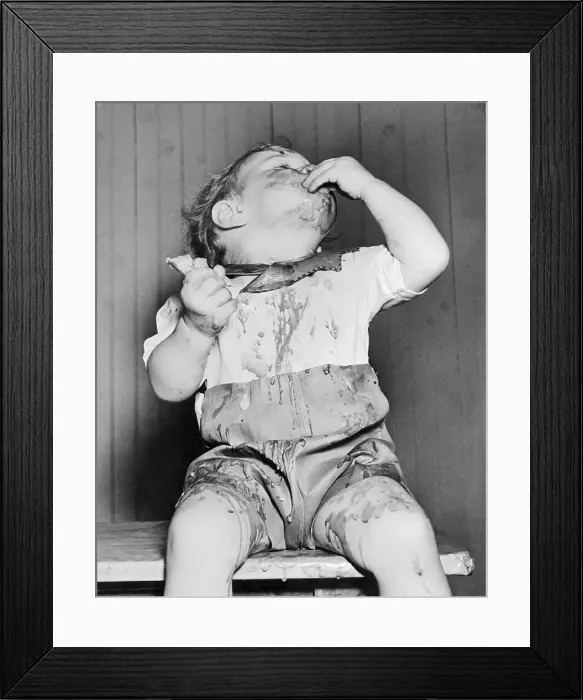 Framed Print : Child Making Mess While Eating Ice Cream Cone