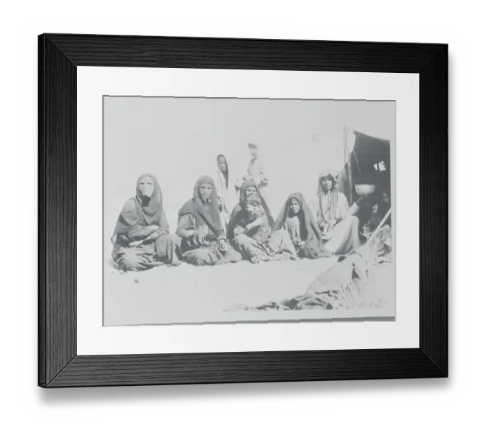Framed Print : Nomadic Family Posing Outside Their Tent Framed Print : Nomadic Family Posing Outside Their Tent