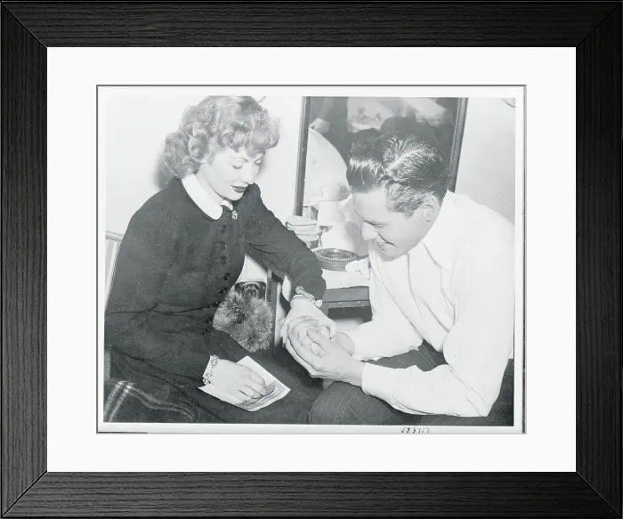 Framed Print : Performer Desi Arnaz Holding Hand of New Wife Lucille Ball Framed Print : Performer Desi Arnaz Holding Hand of New Wife Lucille Ball