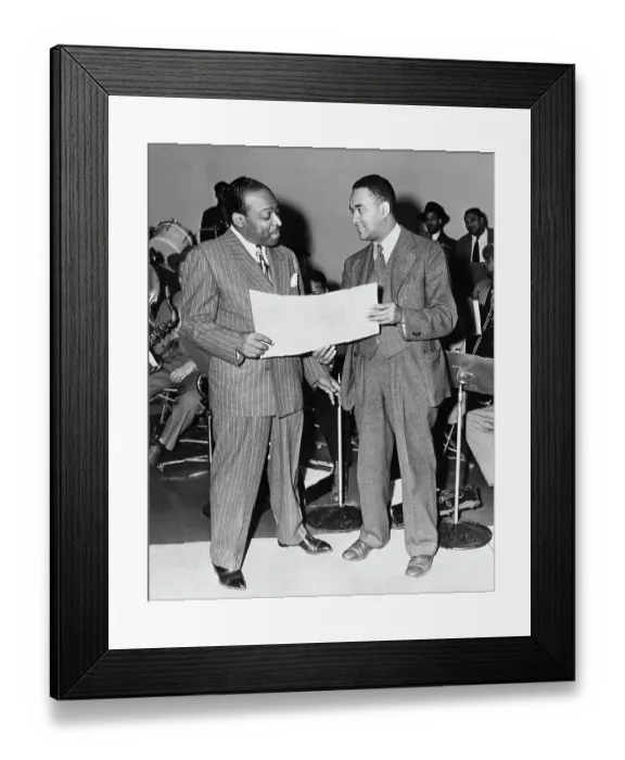 Framed Print : Count Basie, Richard Wright at Recording Session