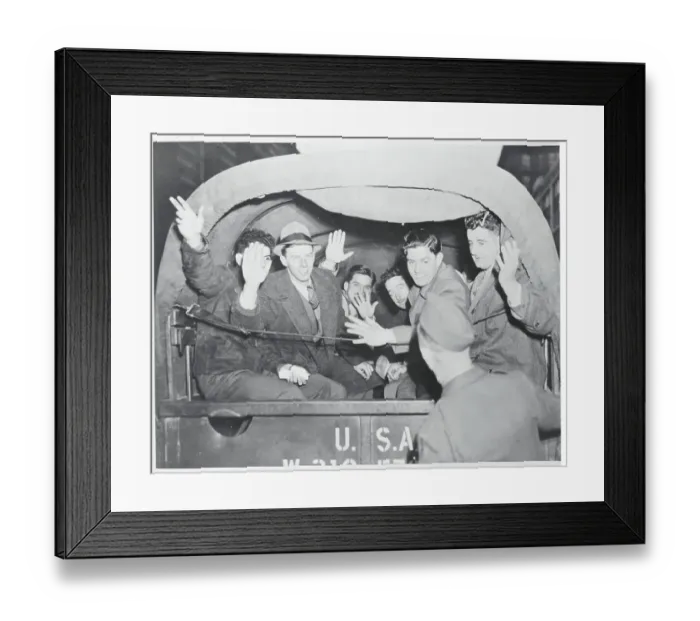 Framed Print : Draftees Waving Framed Print : Draftees Waving