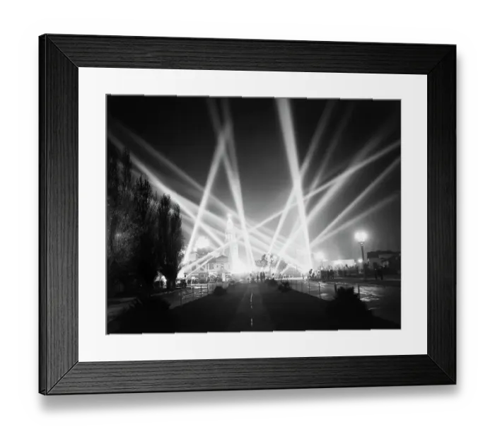 Framed Print : Searchlights for Great Dictator Premiere Framed Print : Searchlights for Great Dictator Premiere