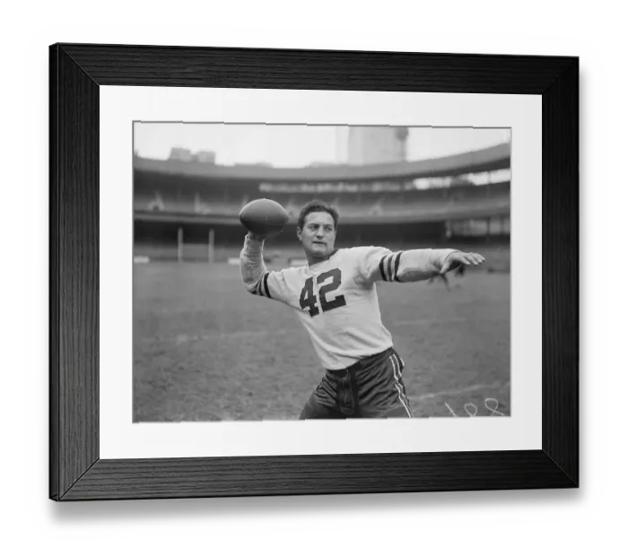 Framed Print : Sid Luckman in Passing Position with Football Framed Print : Sid Luckman in Passing Position with Football