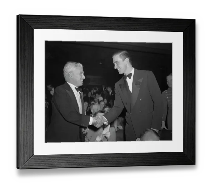 Framed Print : Charlie Chaplin Shaking Hands with Franklin Roosevelt Jr Framed Print : Charlie Chaplin Shaking Hands with Franklin Roosevelt Jr