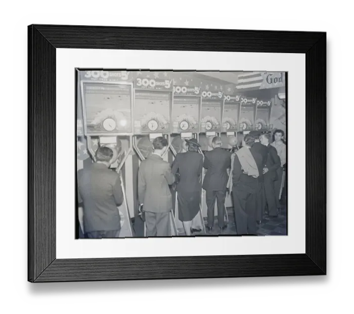 Framed Print : New York Crowd Using Slot-Machines Framed Print : New York Crowd Using Slot-Machines