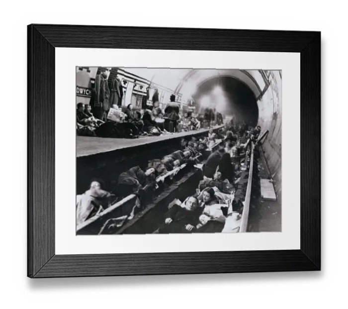 Framed Print : Londoners Sleeping in Tube Station Framed Print : Londoners Sleeping in Tube Station