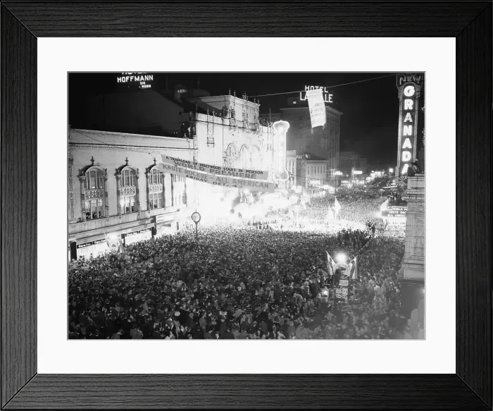 Framed Print : Two Theaters Packed For Movie Premiere Framed Print : Two Theaters Packed For Movie Premiere