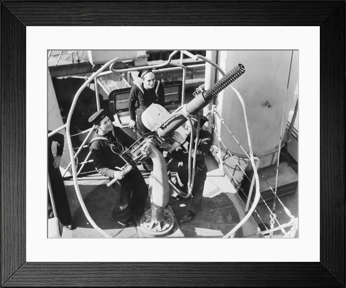 Framed Print : Sailors with Antiaircraft Gun Framed Print : Sailors with Antiaircraft Gun