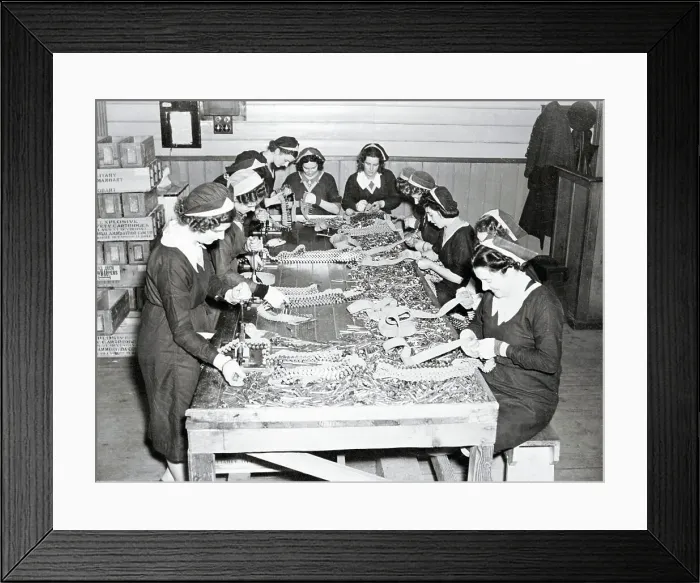 Framed Print : Women Working in Munitions Factory