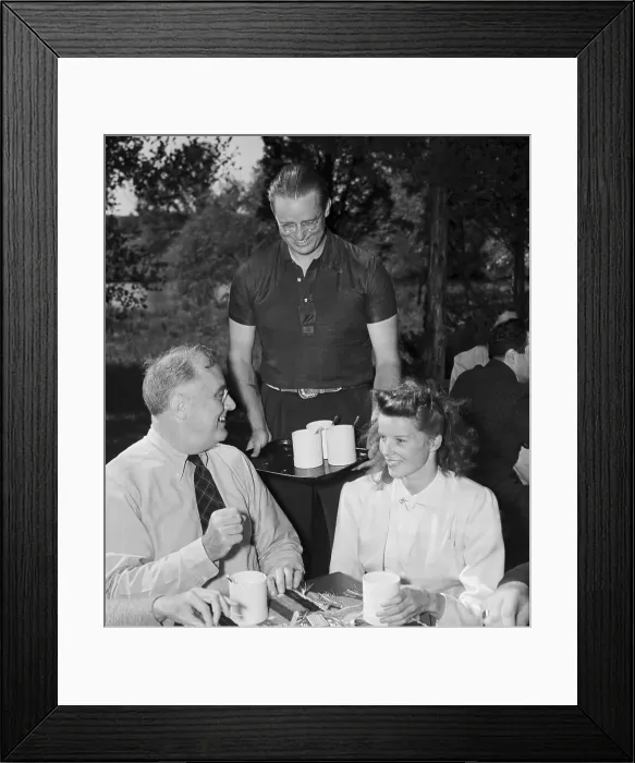 Framed Print : Franklin and Elliott Roosevelt Lunching with Katharine Hepburn Framed Print : Franklin and Elliott Roosevelt Lunching with Katharine Hepburn