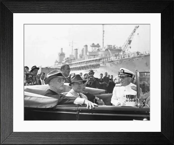 Framed Print : US President Franklin D. Roosevelt Viewing Warships Framed Print : US President Franklin D. Roosevelt Viewing Warships