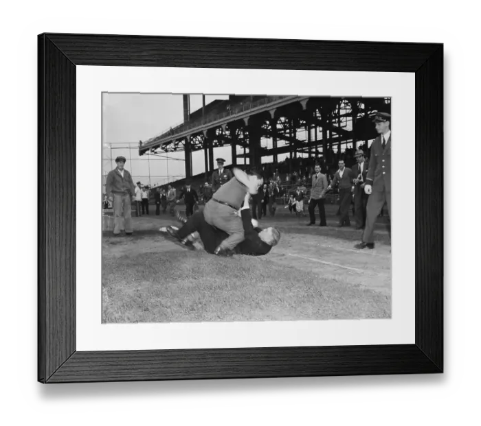 Framed Print : Fan Fighting with Umpire Framed Print : Fan Fighting with Umpire
