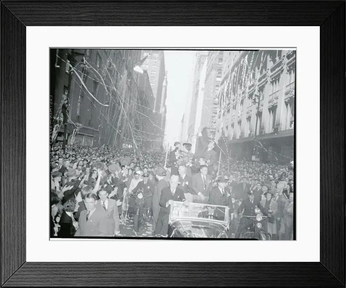 Framed Print : Wendell Willkie Waving to Cheering Crowds