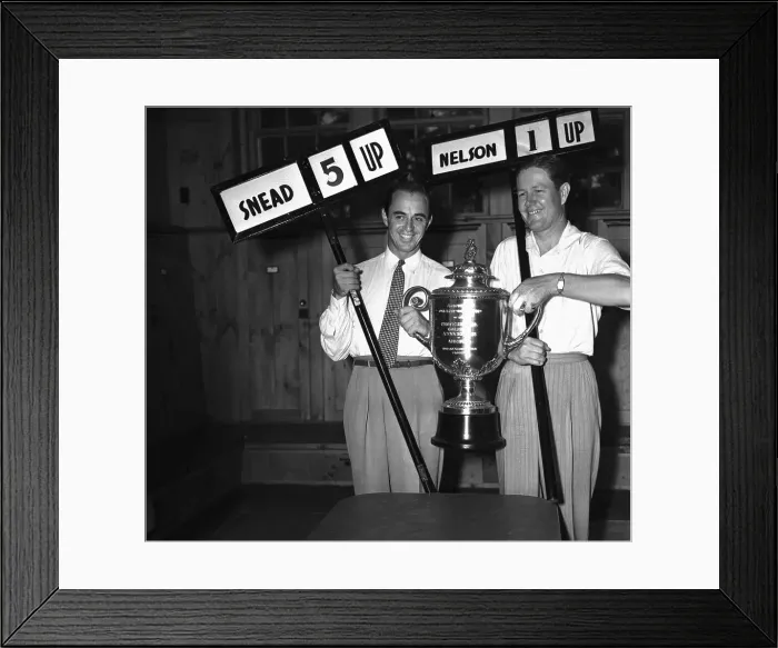 Framed Print : Sam Snead and Byron Nelson Holding Score Signs Framed Print : Sam Snead and Byron Nelson Holding Score Signs