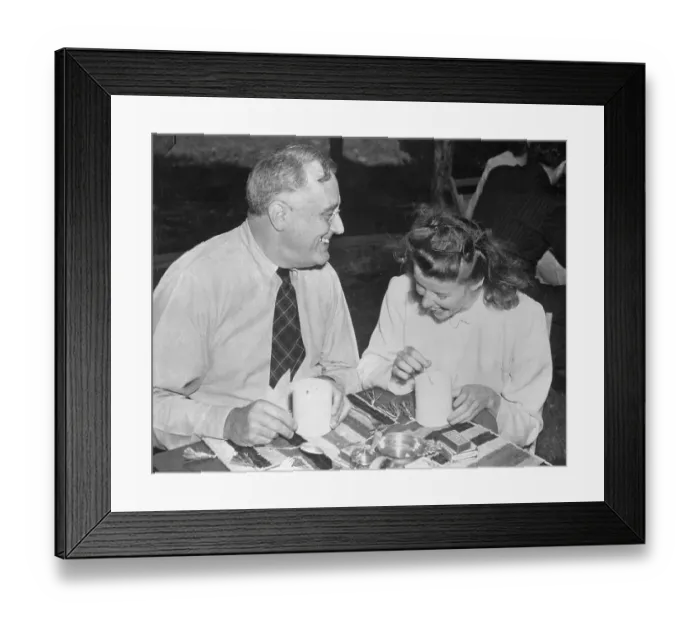 Framed Print : Franklin D. Roosevelt and Actress Katharine Hepburn Socializing over Chowder Framed Print : Franklin D. Roosevelt and Actress Katharine Hepburn Socializing over Chowder