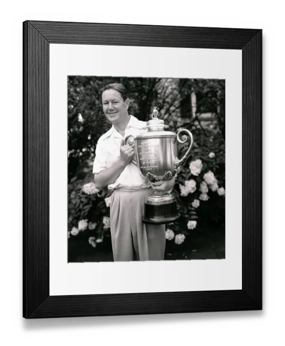 Framed Print : Byron Nelson Holding PGA Trophy Framed Print : Byron Nelson Holding PGA Trophy