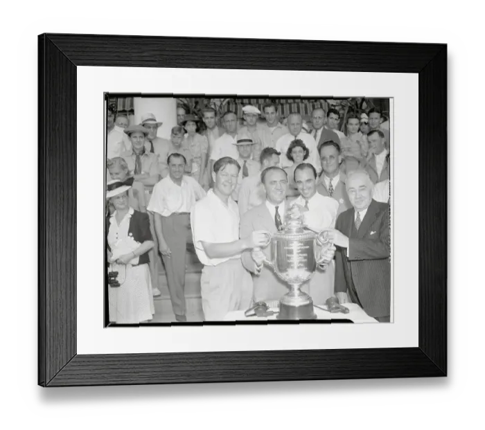 Framed Print : Byron Nelson Receiving Trophy with Onlookers