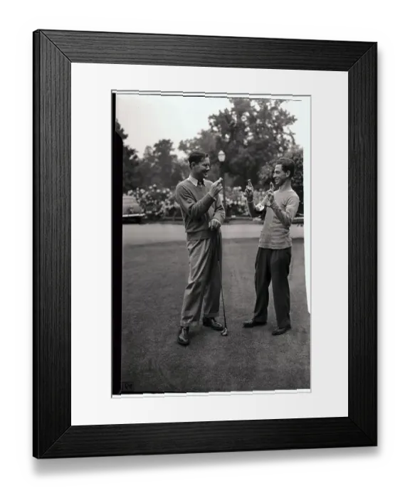 Framed Print : Byron Nelson and Eddie Kirk Crossing Their Fingers