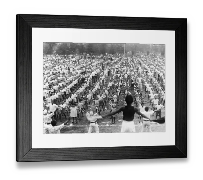 Framed Print : Japanese Boys and Girls Exercising Framed Print : Japanese Boys and Girls Exercising