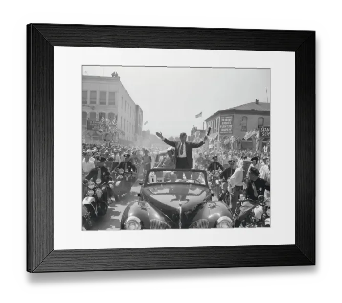 Framed Print : Wendell L. Willkie Waving from Limousine During Nominational Parade Framed Print : Wendell L. Willkie Waving from Limousine During Nominational Parade