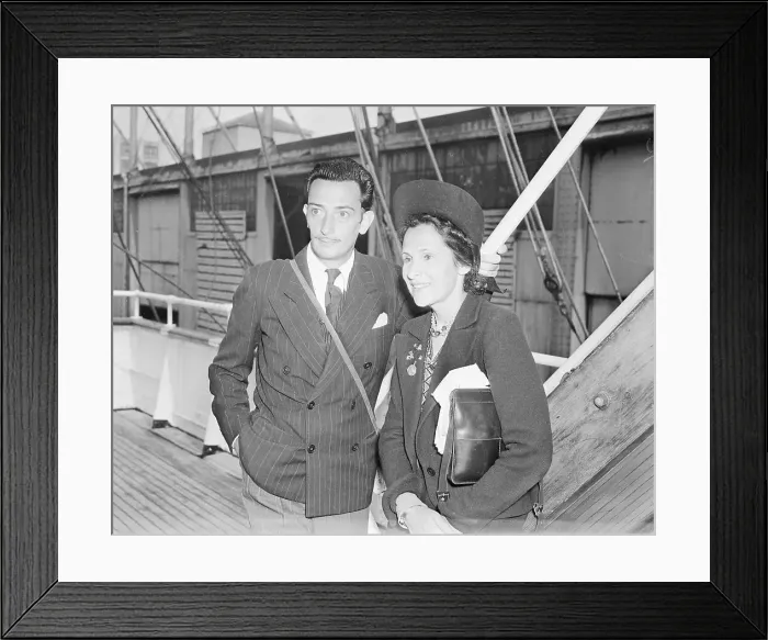 Framed Print : Mr. and Mrs. Salvador Dali Standing by Ship Railing Framed Print : Mr. and Mrs. Salvador Dali Standing by Ship Railing