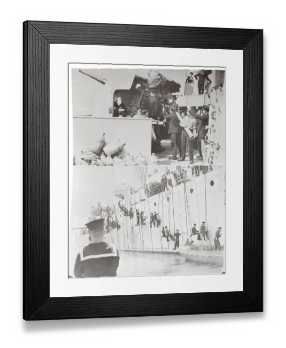 Framed Print : British Military Vessel Ajax Being Painted