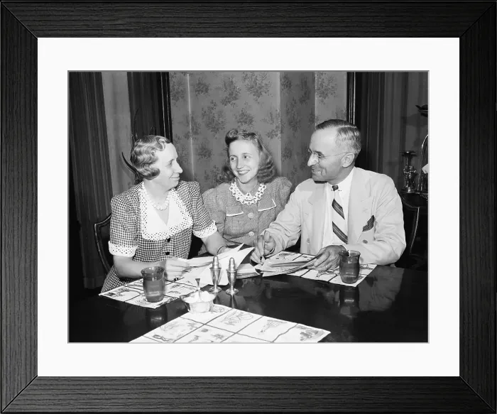 Framed Print : Mr. and Mrs. Harry Truman with Their Daughter Framed Print : Mr. and Mrs. Harry Truman with Their Daughter