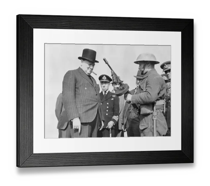Framed Print : Soldier Demonstrating Weapon to Prime Minister Winston Churchill Framed Print : Soldier Demonstrating Weapon to Prime Minister Winston Churchill