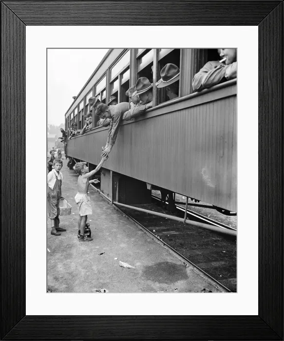 Framed Print : Boys Sell Soda To Soldiers Framed Print : Boys Sell Soda To Soldiers