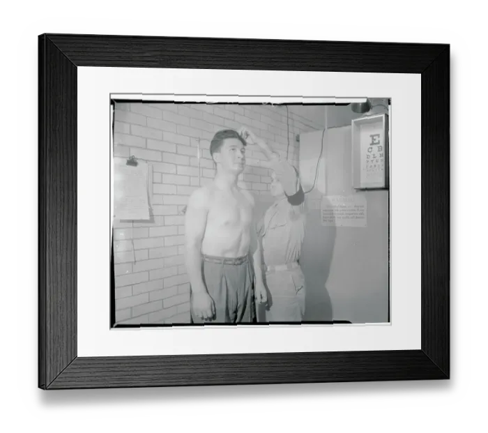 Framed Print : Recruiting Officer Measuring Boys Height and Weight Framed Print : Recruiting Officer Measuring Boys Height and Weight