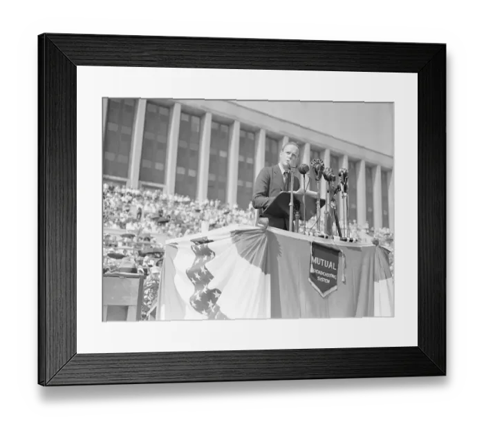 Framed Print : Charles Lindbergh Speaking at Peace Rally Framed Print : Charles Lindbergh Speaking at Peace Rally