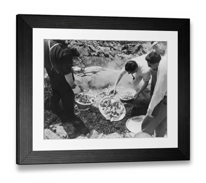 Framed Print : Opening Clams At Maine Clambake Framed Print : Opening Clams At Maine Clambake
