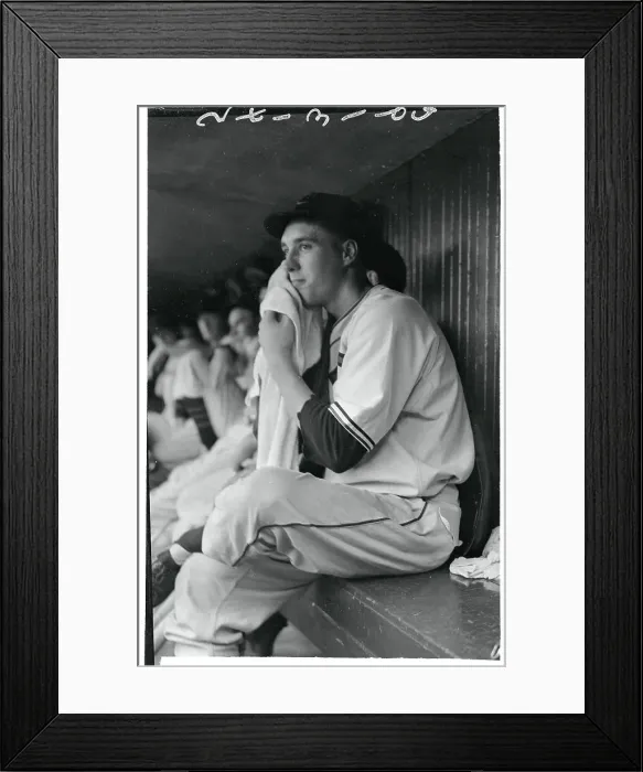 Framed Print : Cleveland Indian's Bob Feller in Dugout Framed Print : Cleveland Indian's Bob Feller in Dugout