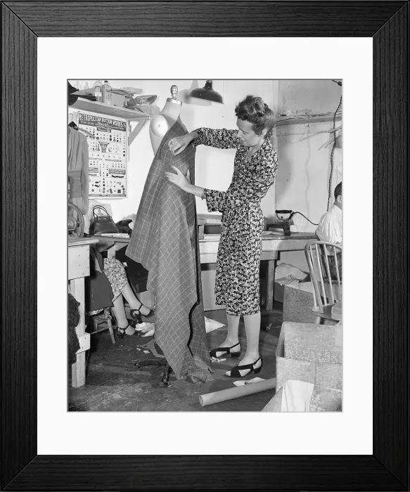 Framed Print : Fashion Designer Pinning Cloth on Mannequin Framed Print : Fashion Designer Pinning Cloth on Mannequin