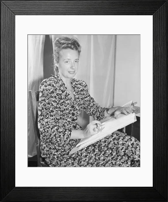 Framed Print : Fashion Designer Claire McCardell Sketching Framed Print : Fashion Designer Claire McCardell Sketching