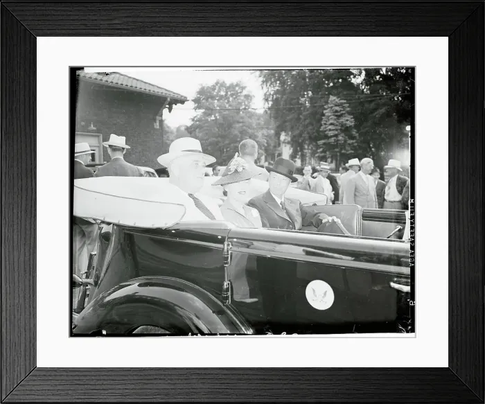 Framed Print : Franklin D. Roosevelt Riding in Car Framed Print : Franklin D. Roosevelt Riding in Car