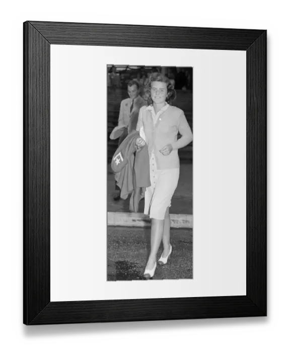 Framed Print : Miss Kathleen Kennedy Walking to Luncheon Framed Print : Miss Kathleen Kennedy Walking to Luncheon