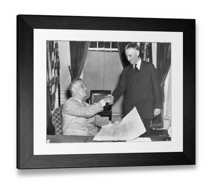 Framed Print : Franklin Delano Roosevelt and Henry L. Stimson Shake Hands Framed Print : Franklin Delano Roosevelt and Henry L. Stimson Shake Hands