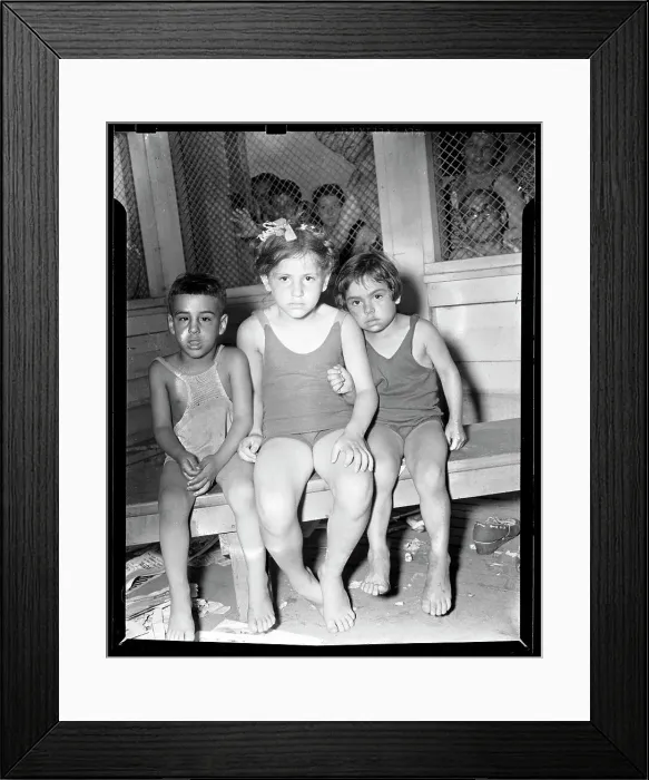 Framed Print : Three Children Seated at Coney Island Framed Print : Three Children Seated at Coney Island