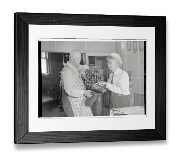 Framed Print : Elderly Businessman Talks with Neighbor on Politics