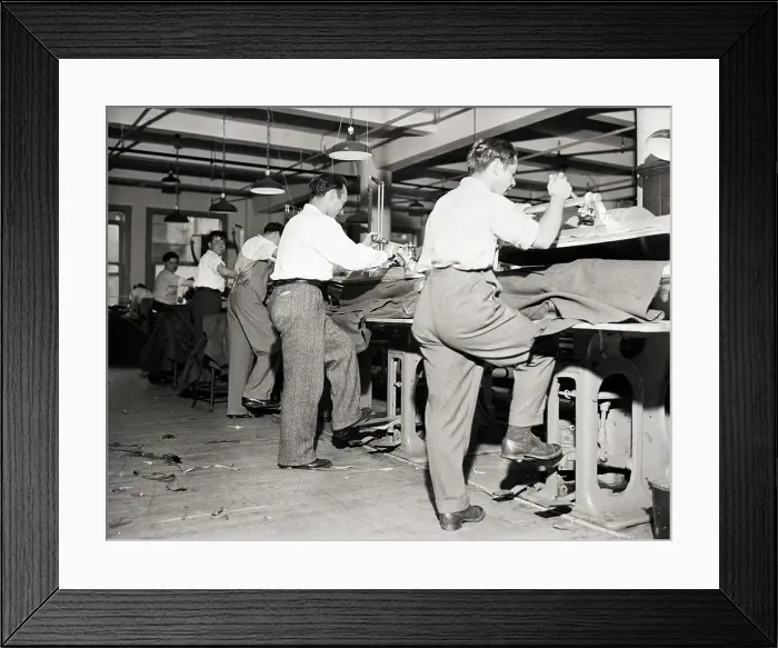 Framed Print : Men Working On Army Coat Order Framed Print : Men Working On Army Coat Order