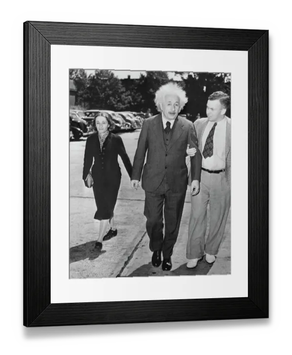Framed Print : Albert Einstein Walking with His Daughter Margaret Framed Print : Albert Einstein Walking with His Daughter Margaret