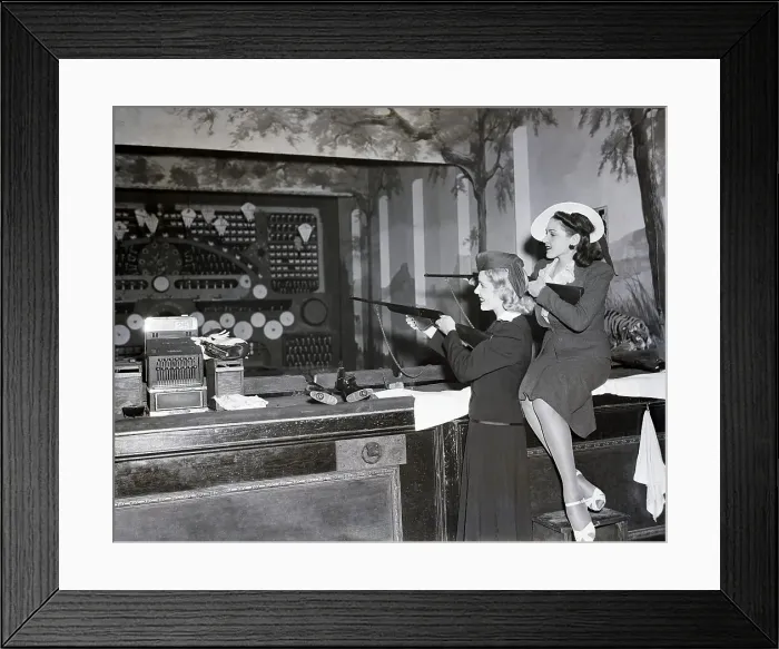 Framed Print : Two Models Shooting At Amusement Park Framed Print : Two Models Shooting At Amusement Park
