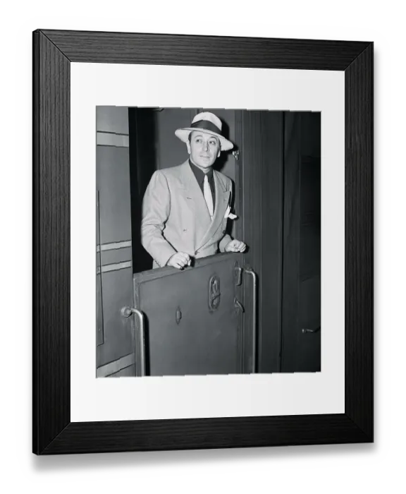 Framed Print : George Raft Aboard Train Framed Print : George Raft Aboard Train