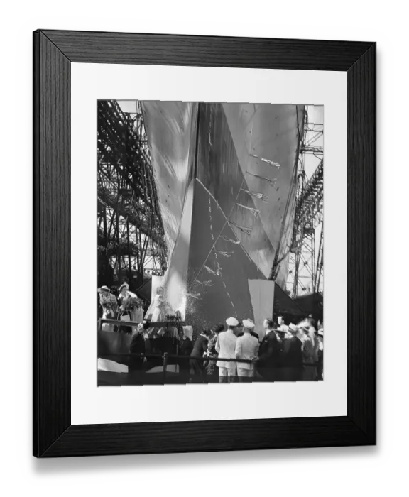Framed Print : Battleship Chistened For Ww Ii Framed Print : Battleship Chistened For Ww Ii