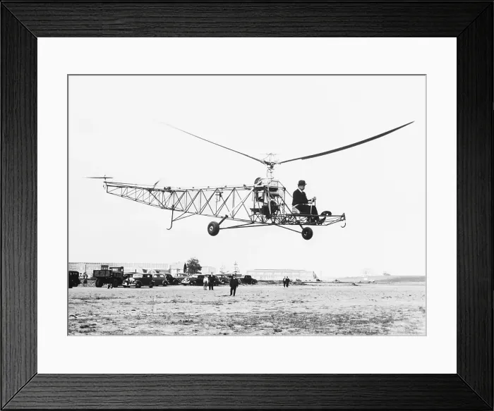 Framed Print : Pilot Flying Primitive Helicopter Framed Print : Pilot Flying Primitive Helicopter