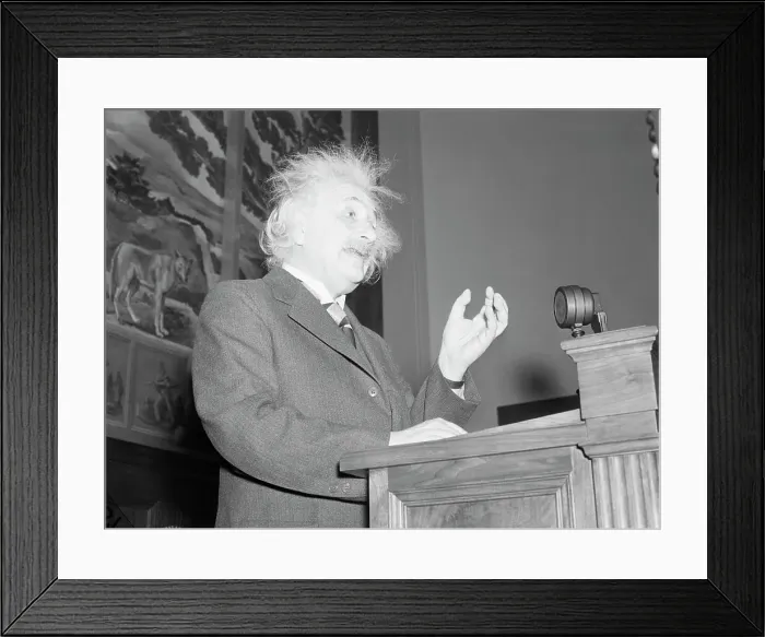 Framed Print : Albert Einstein Addressing Scientists Framed Print : Albert Einstein Addressing Scientists