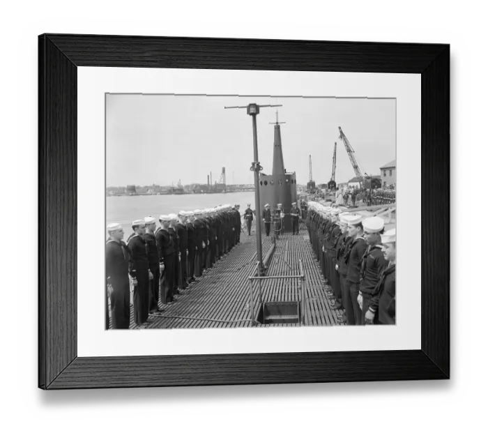 Framed Print : Sailors at Attention on Navy Submarine Sailfish